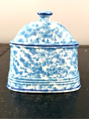 Vintage Ray speckled Blue Pottery Napkin Holder